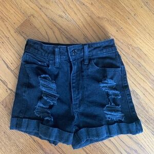 Hollister black cuffed jean shorts